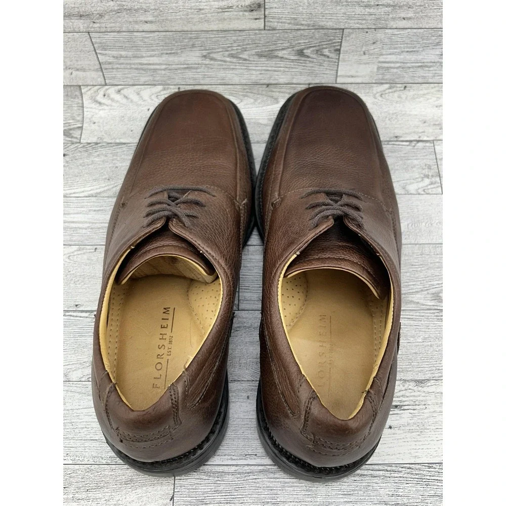 Florsheim Shoes Mens Size 9.5 Medium Brown Leather Sheepskin Lined Dress Brazil‎